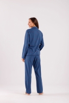 PIJAMA FEMININO AZUL LONGO COM BOTÕES CORAÇÃO - COR COM AMOR