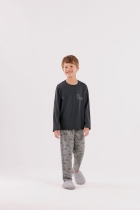 PIJAMA MASCULINO INFANTIL LONGO ESTAMPA DESPERTADOR FAMÍLIA - COR COM AMOR