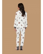 PIJAMA FEMININO LONGO BRANCO ESTAMPA URSO FAMÍLIA - LUA LUÁ