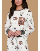 PIJAMA FEMININO LONGO BRANCO ESTAMPA URSO FAMÍLIA - LUA LUÁ