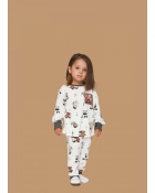 PIJAMA FEMININO BABY LONGO BRANCO ESTAMPA URSO FAMÍLIA - LUA LUÁ