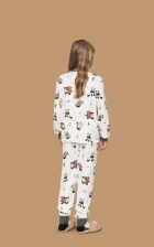PIJAMA FEMININO INFANTIL BRANCO ESTAMPA URSO FAMÍLIA- LUA LUÁ