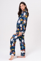 PIJAMA FEMININO LONGO COM BOTÕES CETIM SNOOPY NAUTA FAMÍLIA - ACUO