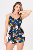 PIJAMA FEMININO CURTO DE ALÇA CETIM SNOOPY NAUTA FAMÍLIA - ACUO