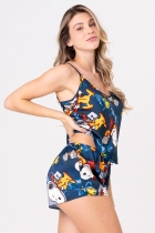 PIJAMA FEMININO CURTO DE ALÇA CETIM SNOOPY NAUTA FAMÍLIA - ACUO