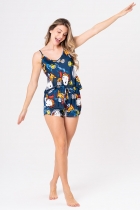 PIJAMA FEMININO CURTO DE ALÇA CETIM SNOOPY NAUTA FAMÍLIA - ACUO