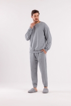 PIJAMA MASCULINO LONGO MOLETINHO CINZA - COR COM AMOR