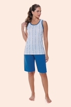 PIJAMA FEMININO REGATA COM BERMUDA AZUL PLUS SIZE - BOCEJINHO
