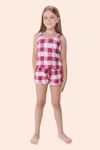 PIJAMA FEMININO JUVENIL REGATA COM SHORT XADREZ VINHO - BOCEJINHO