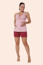 PIJAMA FEMININO GESTANTE COM ALÇA AJUSTÁVEL E SHORT ROSA - BOCEJINHO
