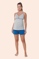 PIJAMA FEMININO GESTANTE COM ALÇA AJUSTÁVEL E SHORT VERDE - BOCEJINHO