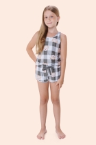 PIJAMA FEMININO JUVENIL REGATA COM SHORT XADREZ VERDE - BOCEJINHO