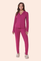 PIJAMA FEMININO LONGO ABERTO COM BOTÕES UVA - BOCEJINHO