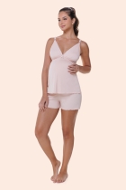 PIJAMA FEMININO GESTANTE/AMAMENTAÇÃO COM ALÇA AJUSTÁVEL SALMÃO - BOCEJINHO