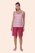 PIJAMA FEMININO REGATA COM BERMUDA ESTAMPA ARABESCO VINHO- BOCEJINHO