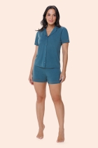 PIJAMA FEMININO CURTO COM BOTÕES VERDE PLUS SIZE - BOCEJINHO