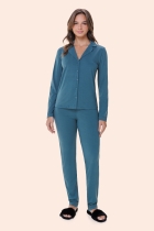 PIJAMA FEMININO LONGO COM BOTÕES VERDE PLUS SIZE - BOCEJINHO