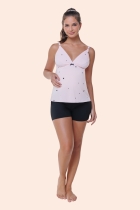 PIJAMA FEMININO GESTANTE/AMAMENTAÇÃO COM ALÇA AJUSTÁVEL ROSA COM ESTRELAS - BOCEJINHO