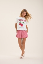 PIJAMA FEMININO CURTO COM MANGA CHERRY - COR COM AMOR