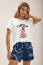 PIJAMA FEMININO CURTO COM MANGA DOG FAMÍLIA - COR COM AMOR