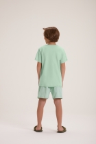 PIJAMA MASCULINO INFANTIL CURTO VERDE CLARO COM LISTRAS FAMÍLIA - COR COM AMOR