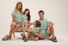 PIJAMA MASCULINO INFANTIL CURTO VERDE CLARO COM LISTRAS FAMÍLIA - COR COM AMOR