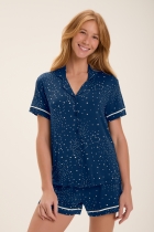 PIJAMA FEMININO CURTO COM BOTÕES CÉU ESTRELADO - COR COM AMOR