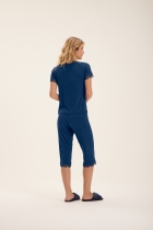 PIJAMA FEMININO MANGA CURTA E CALÇA CAPRI AZUL MARINHO - COR COM AMOR