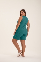 PIJAMA FEMININO CURTO COM REGATA VERDE PLUS SIZE - COR AMOR