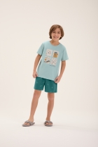 PIJAMA MASCULINO JUVENIL CURTO VERDE FUTEBOL PAI E FILHO - COR COM AMOR