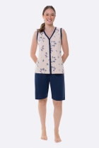 PIJAMA FEMININO REGATA COM BOTÕES E BERMUDA SALMÃO PLUS SIZE - BOCEJINHO