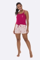 PIJAMA FEMININO CURTO COM ALÇA ROSA PLUS SIZE - BOCEJINHO