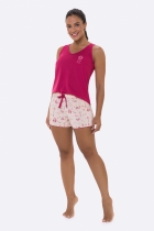 PIJAMA FEMININO CURTO COM REGATA ROSA - BOCEJINHO