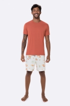 PIJAMA MASCULINO CURTO COM MANGA TERRACOTA CAPIVARA FAMÍLIA - BOCEJINHO