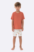 PIJAMA MASCULINO INFANTIL CURTO TERRACOTA CAPIVARA FAMÍLIA - BOCEJINHO