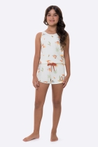 PIJAMA FEMININO INFANTIL CURTO COM REGATA CAPIVARA FAMÍLIA - BOCEJINHO