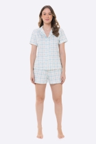 PIJAMA FEMININO CURTO COM BOTÕES XADREZ PLUS SIZE - BOCEJINHO