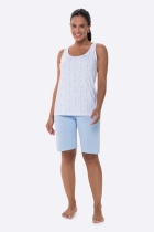 PIJAMA FEMININO CURTO COM REGATA E BERMUDA AZUL FLORENÇA - BOCEJINHO