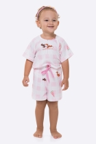 PIJAMA FEMININO BABY XADREX ROSA CLARO - BOCEJINHO