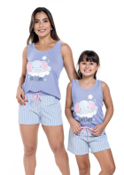 PIJAMA FEMININO CURTO COM REGATA E TAPA OLHO ELEFANTE - CONTEPORANEA