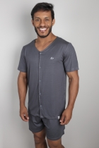 PIJAMA MASCULINO CURTO COM BOTÕES GRAFITE - YUME