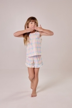 PIJAMA FEMININO INFANTIL CURTO COM REGATA XADREZ LILICA RIPILICA - COR COM AMOR