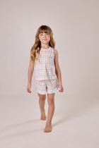 PIJAMA FEMININO INFANTIL CURTO COM REGATA XADREZ LILICA RIPILICA - COR COM AMOR