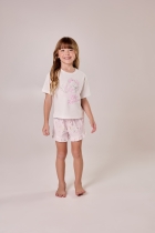 PIJAMA FEMININO INFANTIL CURTO BRANCO E ROSA LILICA RIPILICA - COR COM AMOR