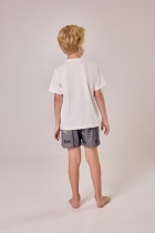 PIJAMA MASCULINO JUVENIL COM MANGA BRANCO E CINZA TIGOR - COR COM AMOR