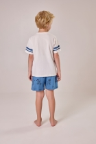 PIJAMA MASCULINO JUVENIL COM MANGA BRANCO E AZUL TIGOR - COR COM AMOR