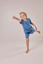 PIJAMA MASCULINO JUVENIL CURTO COM MANGA AZUL TIGOR - COR COM AMOR
