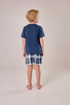 PIJAMA MASCULINO JUVENIL CURTO AZUL XADREZ TIGOR - COR COM AMOR