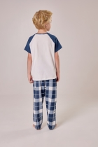 PIJAMA MASCULINO INFANTIL COM CALÇA XADREZ AZUL TIGOR - COR COM AMOR