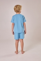PIJAMA MASCULINO INFANTIL CURTO COM MANGA AZUL BEBÊ TIGOR - COR COM AMOR